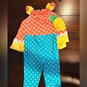 Kids Headquarters Teal and White Polka Dot Outfit